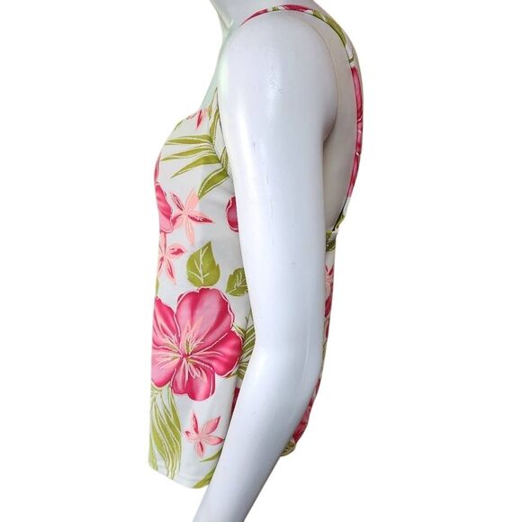 Costa Del Sol Cream, Pink, & Green Floral Tankini Top (12) - Picture 3 of 5
